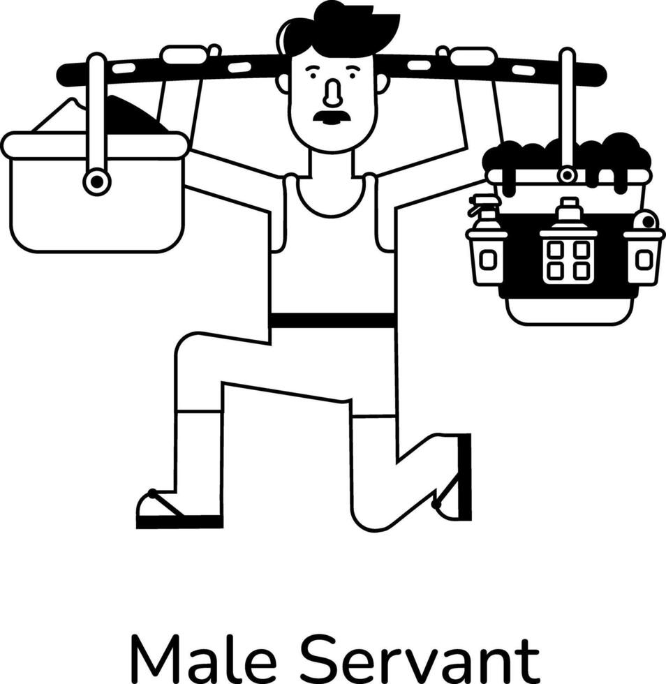 Trendy Male Servant vector