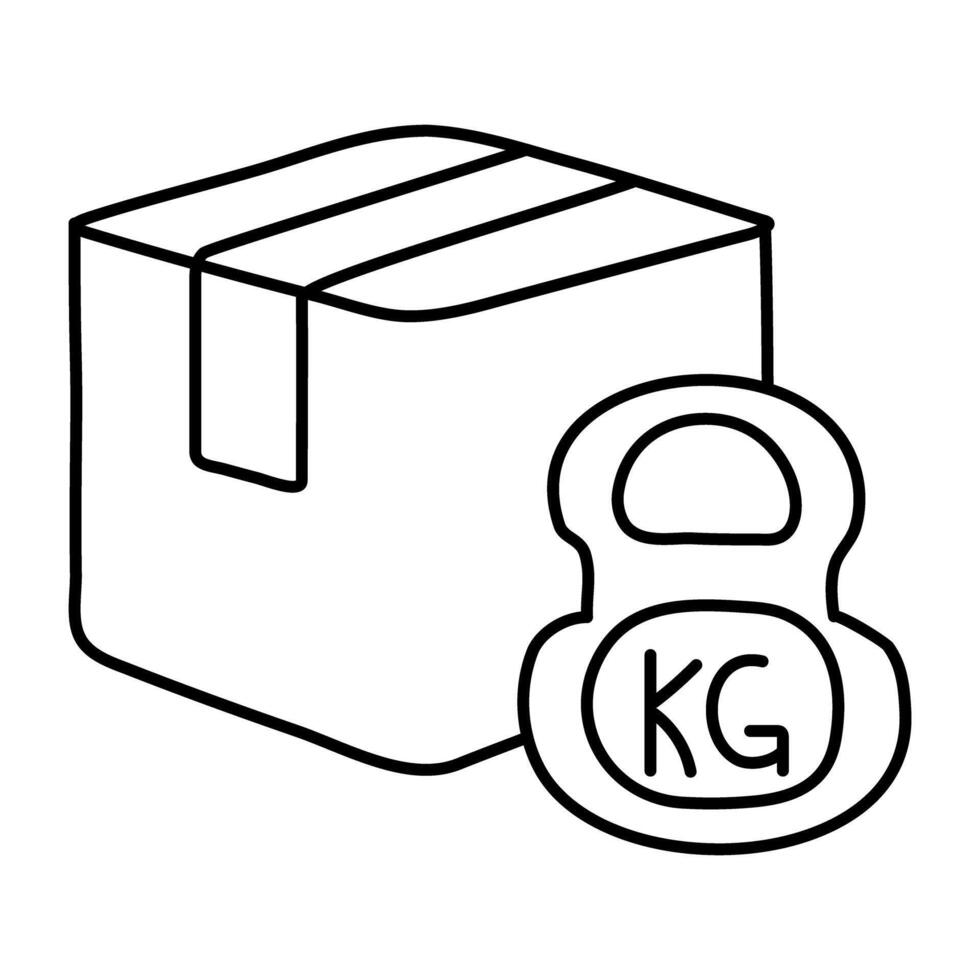 Conceptual linear design icon of parcel weighing vector