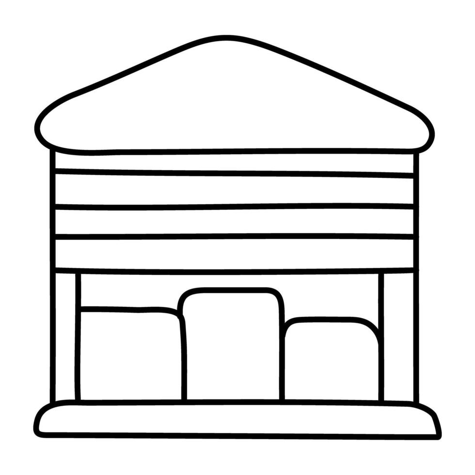 A linear design icon of warehouse vector