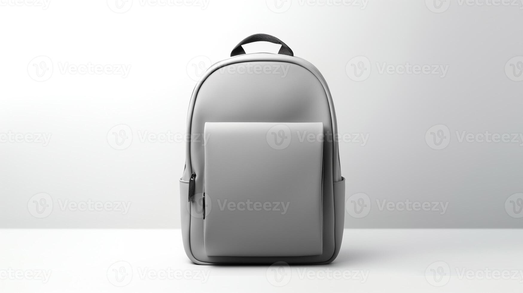 ai generado gris Moda mochila bolso aislado en blanco antecedentes con Copiar espacio para anuncio publicitario. ai generado foto