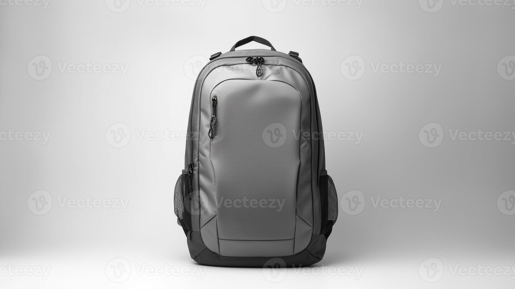 AI generated Gray Cycling Backpack Bag isolated on white background with copy space for advertisement. AI Generated photo