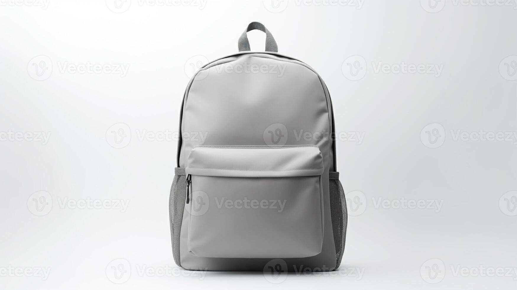 ai generado gris mochila bolso aislado en blanco antecedentes con Copiar espacio para anuncio publicitario. ai generado foto