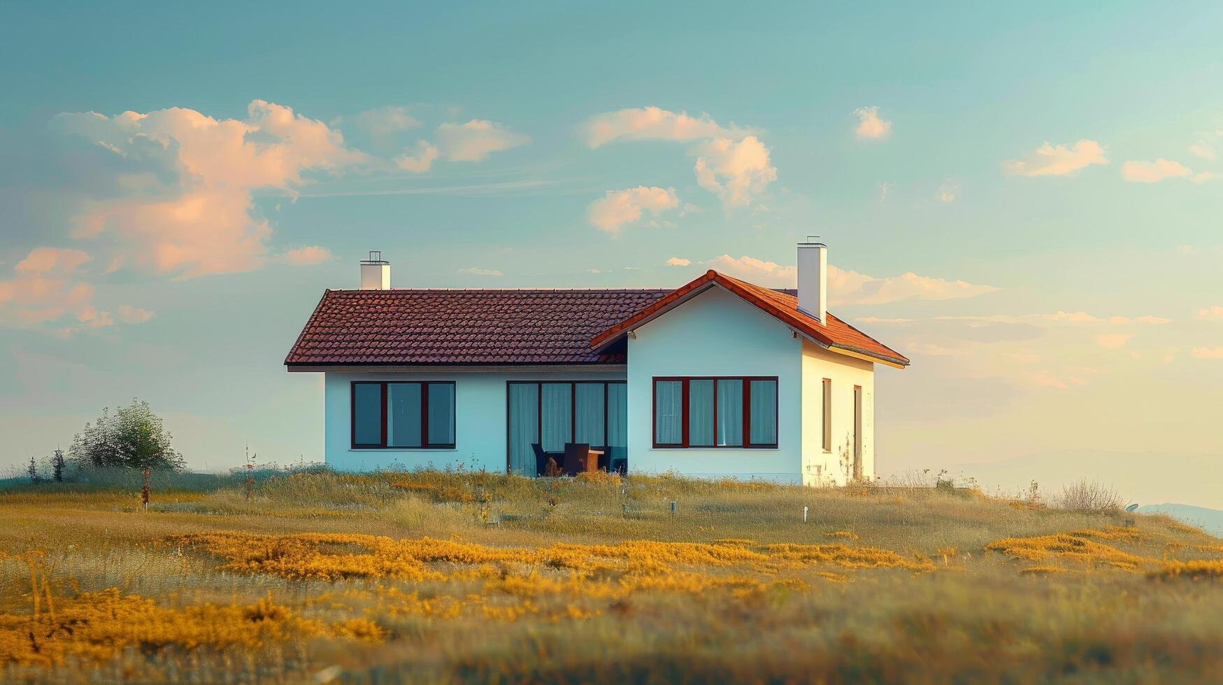 AI generated House With a Lawn in Front photo