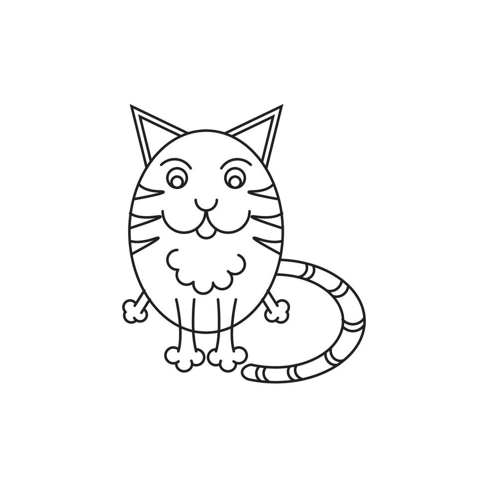 Stylized cat drawing icon. Line art design. Cute pet portrait. vector