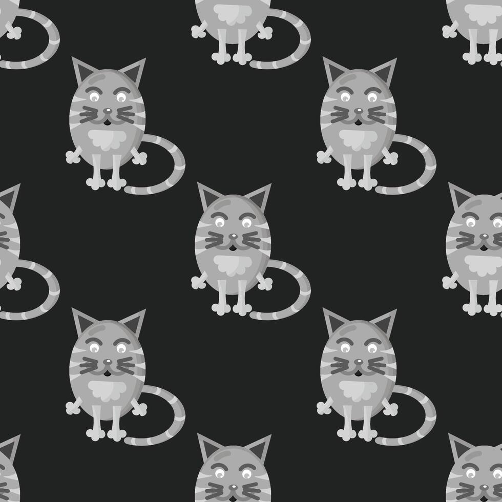 Black and white seamless pattern with cats vector