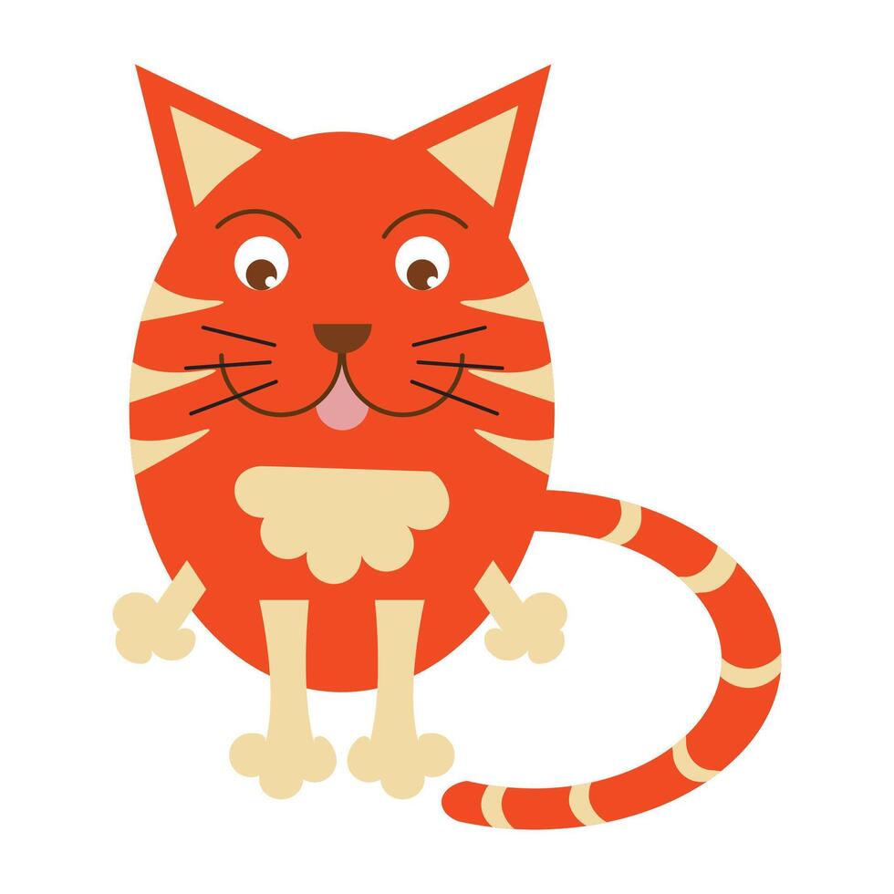 Orange funny cat. Goods for pet store, pet food, the concept of an advertising logo. vector