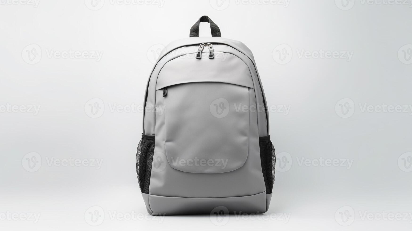 AI generated Gray Daypack Bag isolated on white background with copy space for advertisement. AI Generated photo