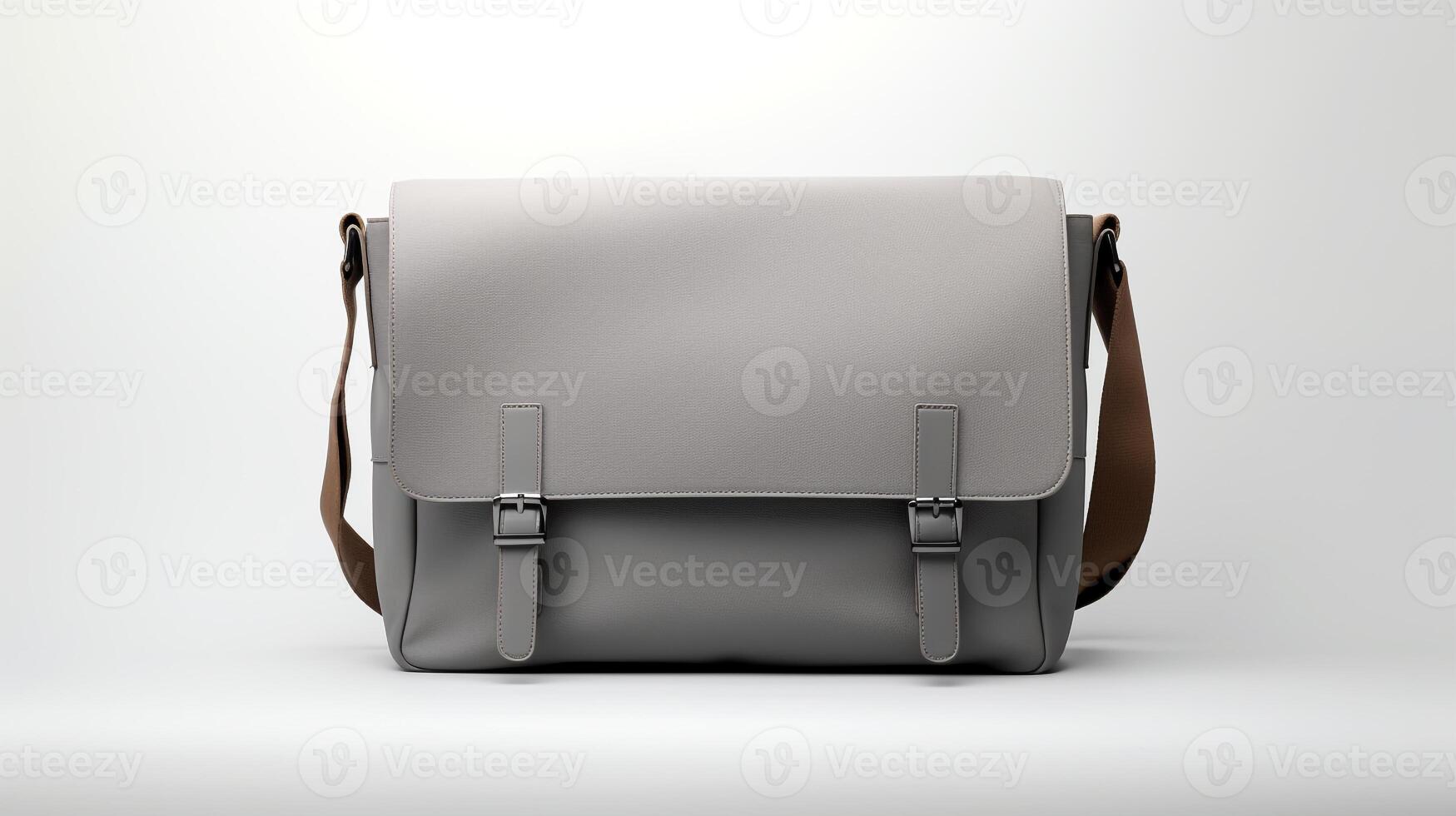 AI generated Gray Messenger Bag isolated on white background with copy space for advertisement. AI Generated photo