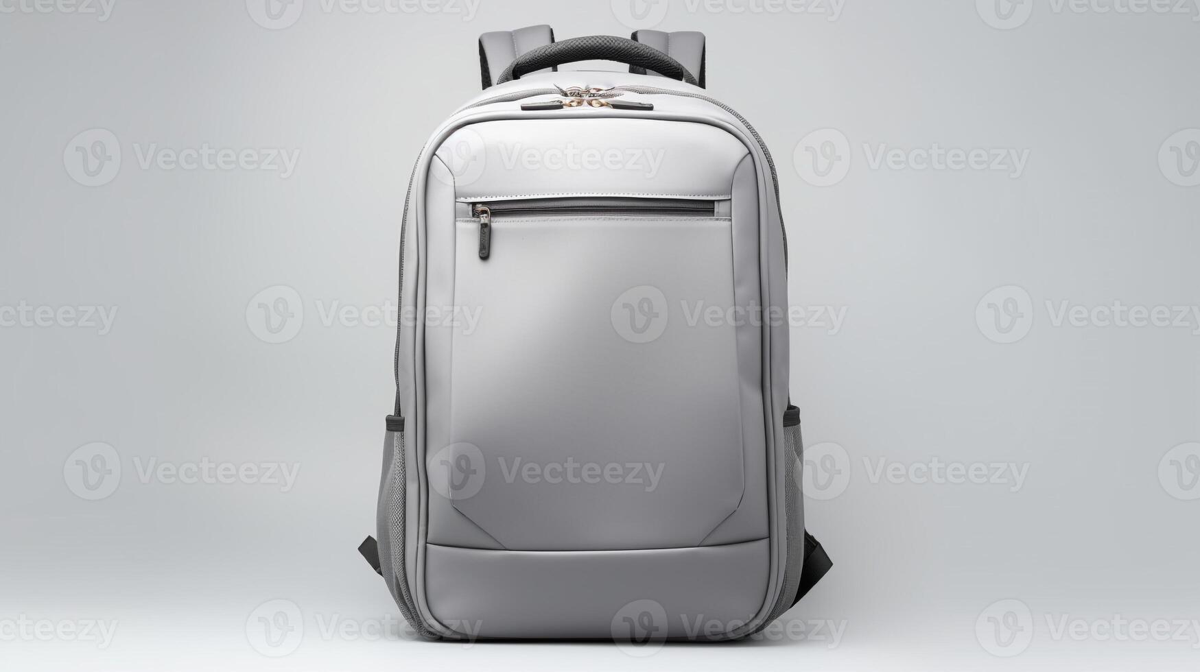 AI generated Gray Rolling Backpack Bag isolated on white background with copy space for advertisement. AI Generated photo