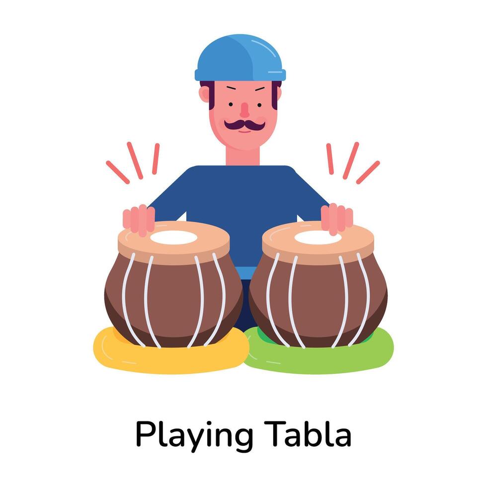 Trendy Playing Tabla vector