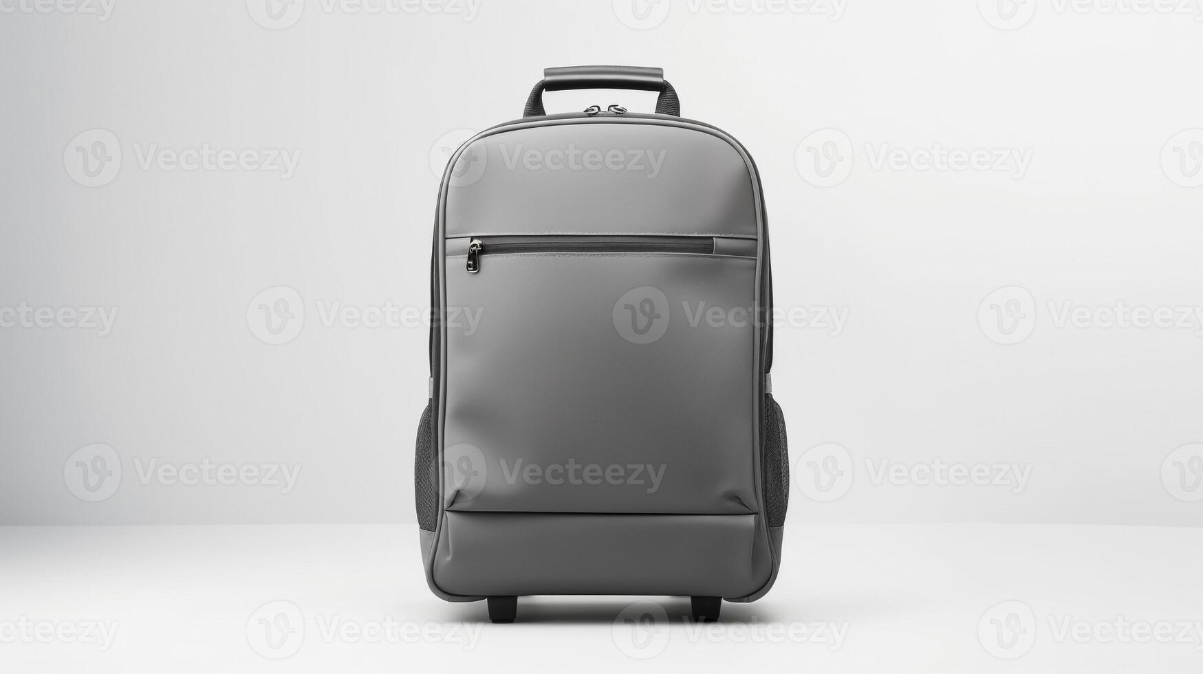 AI generated Gray Rolling Backpack Bag isolated on white background with copy space for advertisement. AI Generated photo