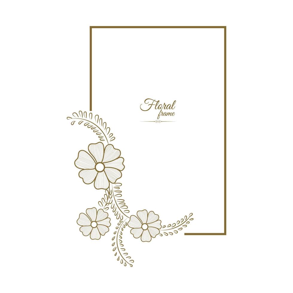 Vintage card frame with golden floral ornament border isolated floral background vector
