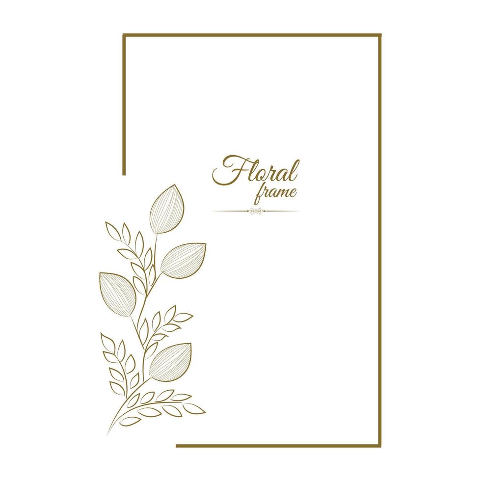 Vintage card frame with golden floral ornament border isolated floral background vector