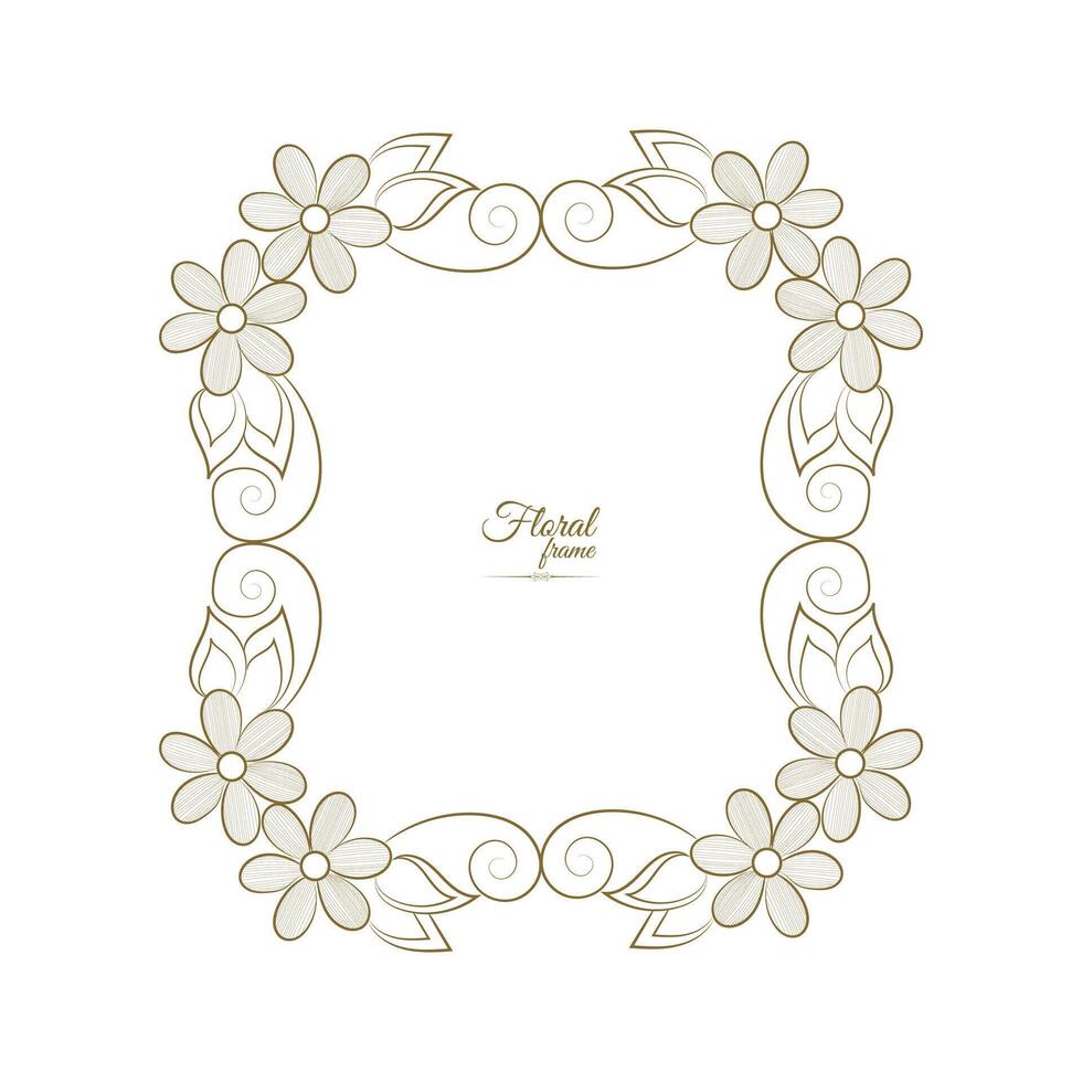 Vintage card frame with golden floral ornament border isolated floral background vector