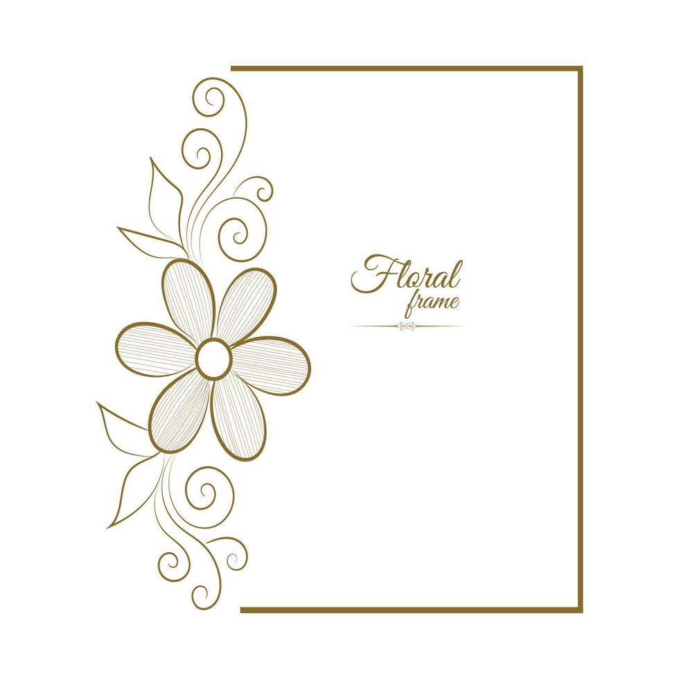 Vintage card frame with golden floral ornament border isolated floral background vector