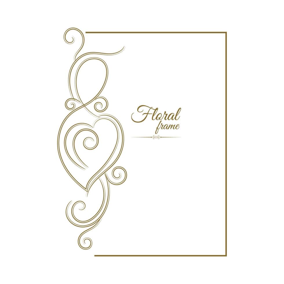 Clásico tarjeta marco con dorado floral ornamento frontera aislado floral antecedentes vector