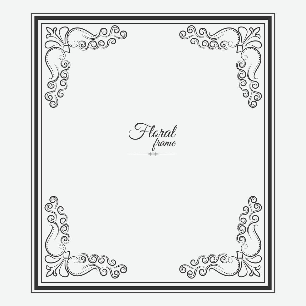 Ornament Picture Frame Border Effect With Flower vector