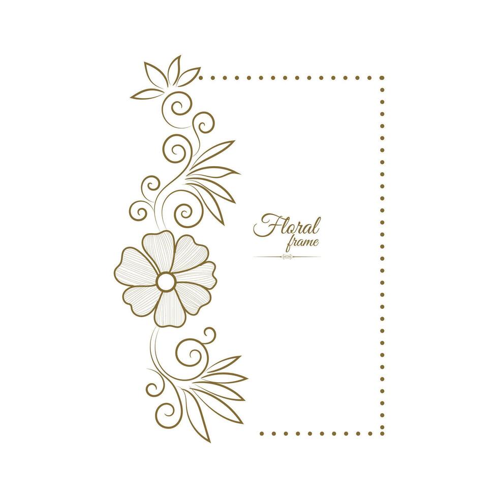 Vintage card frame with golden floral ornament border isolated floral background vector