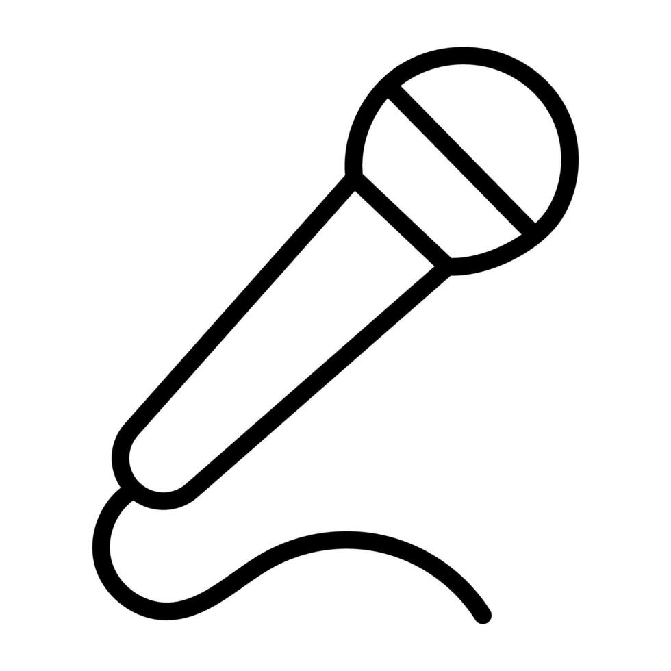 Icon of singing mic in linear design vector