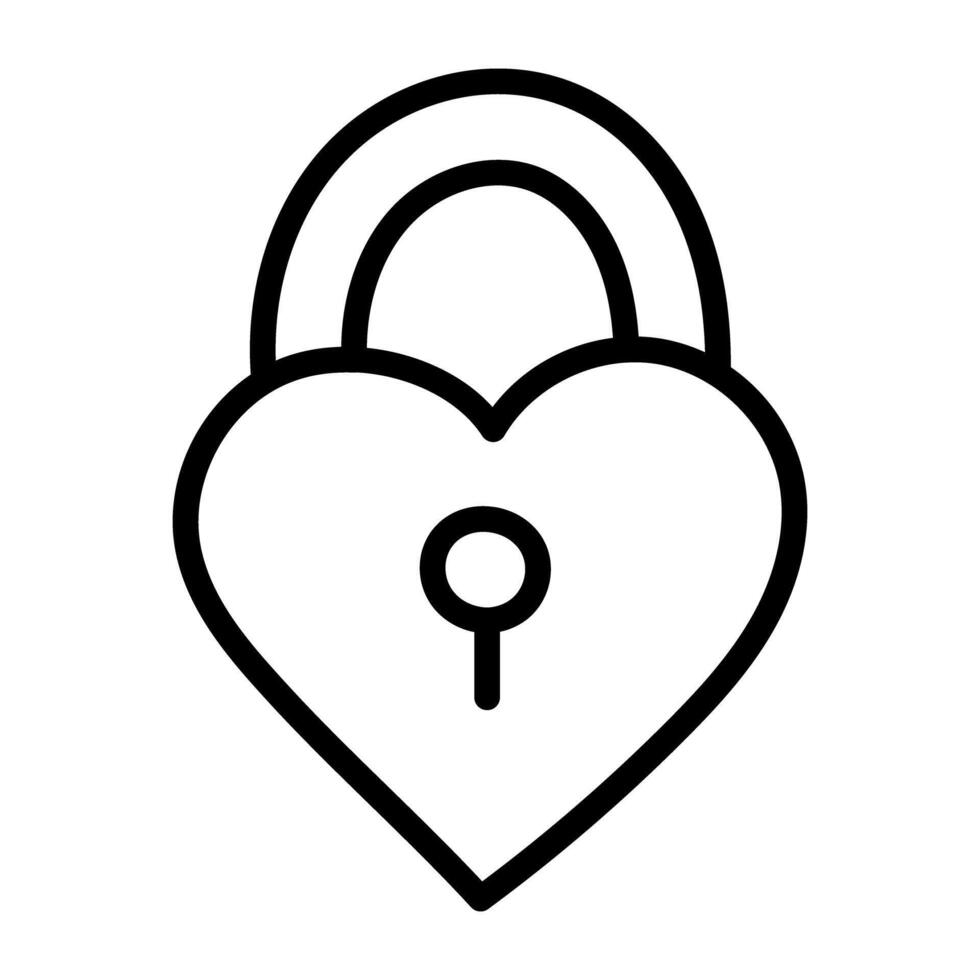 Editable design icon of heart lock vector