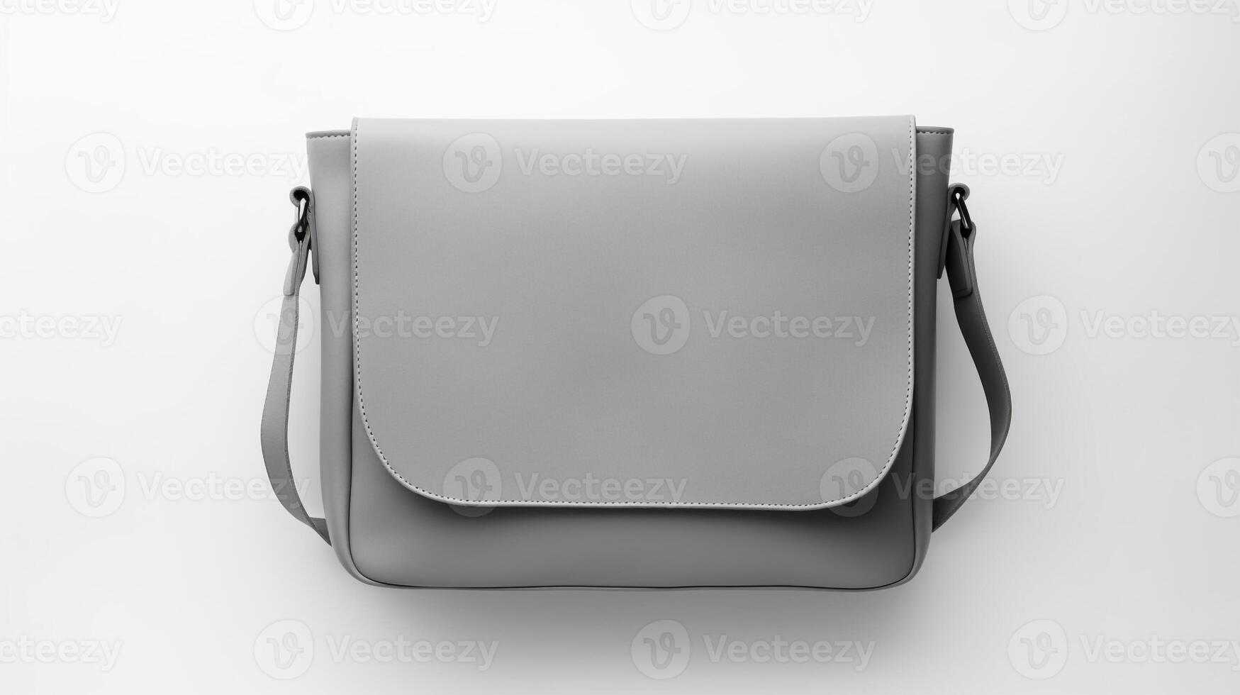 AI generated Gray Messenger Bag isolated on white background with copy space for advertisement. AI Generated photo