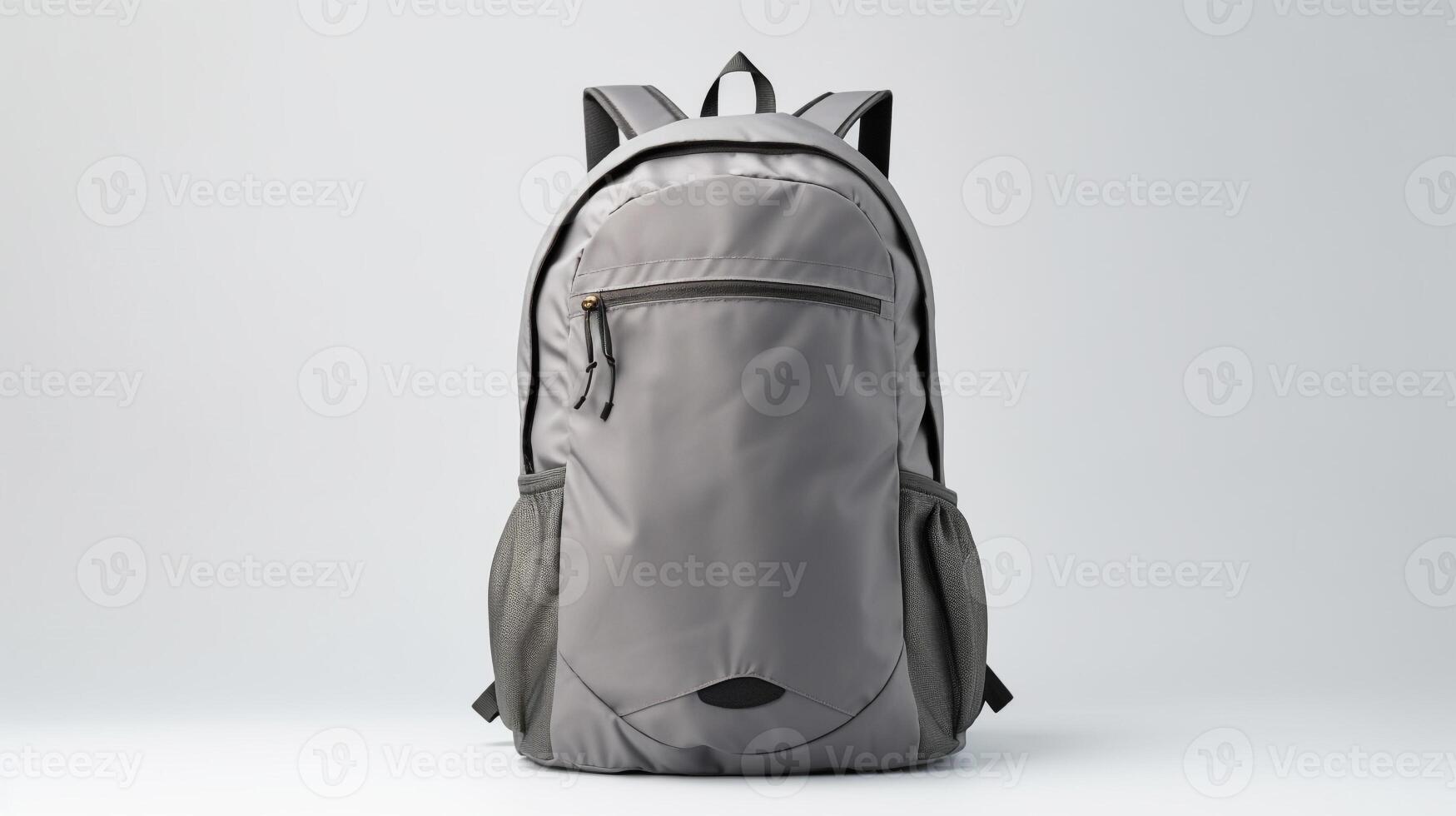 AI generated Gray Daypack Bag isolated on white background with copy space for advertisement. AI Generated photo