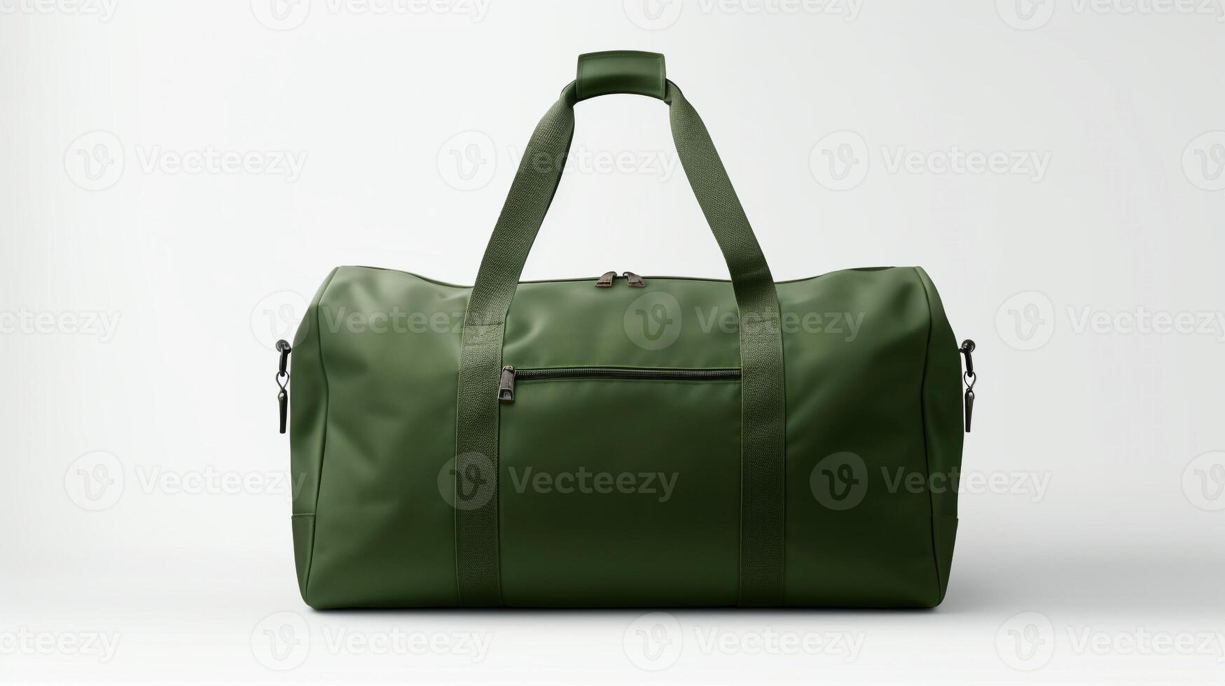 AI generated Green Duffel Bag isolated on white background with copy space for advertisement. AI Generated photo