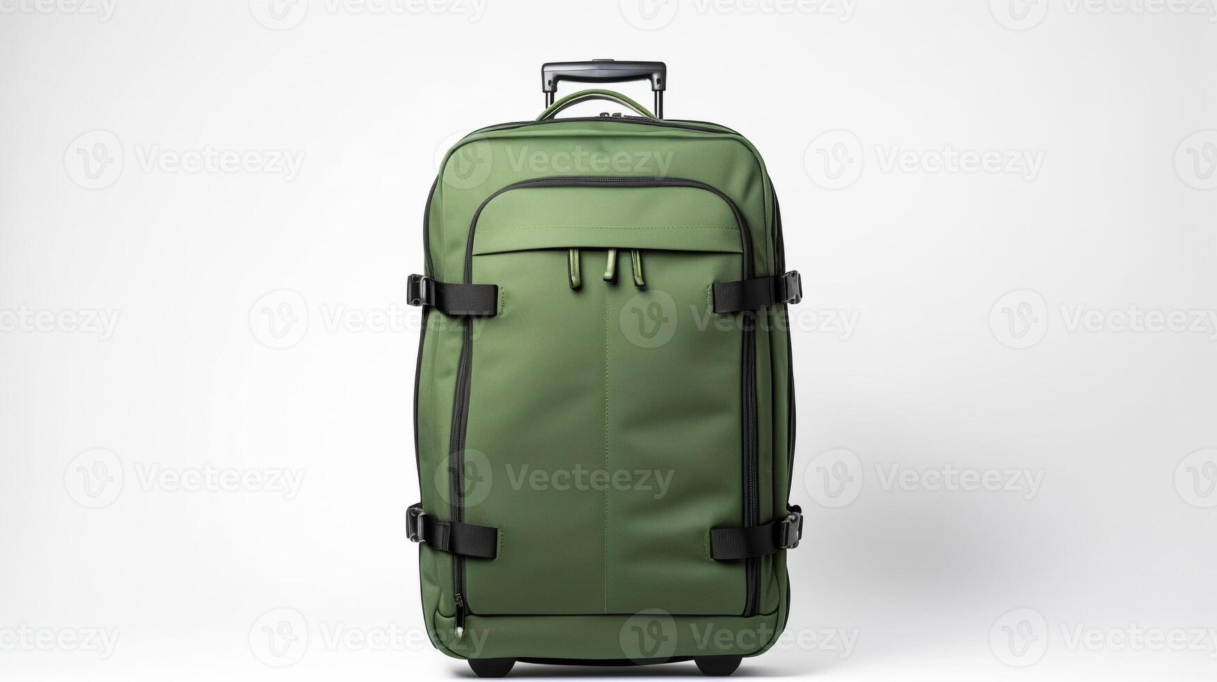 AI generated Green Rolling Backpack Bag isolated on white background with copy space for advertisement. AI Generated photo