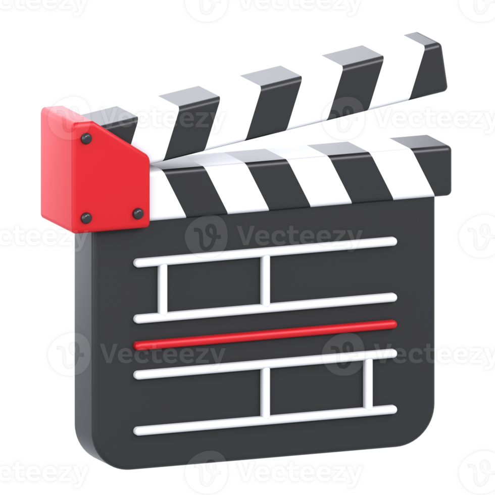 3D Illustration Cinema clapperboard png