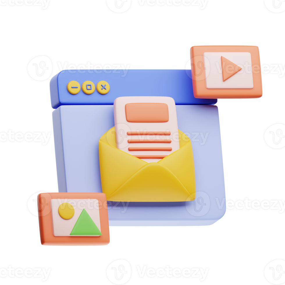 3D Illustration email content png