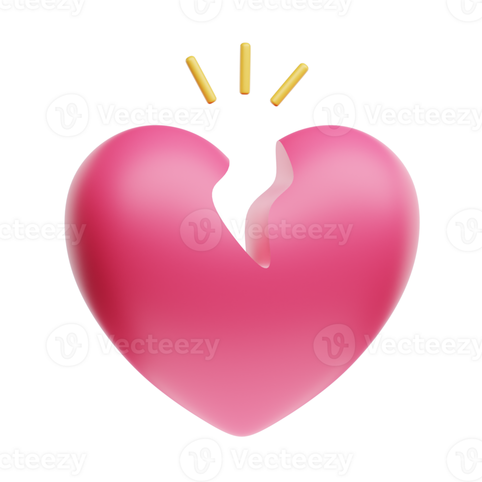 3D Illustration broken heart png