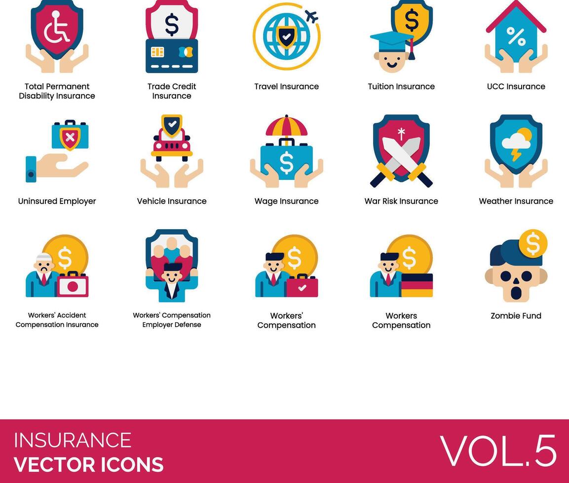 insurance icon set vector