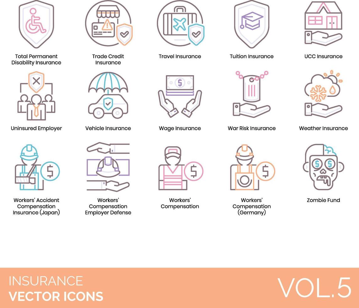 insurance icon set vector