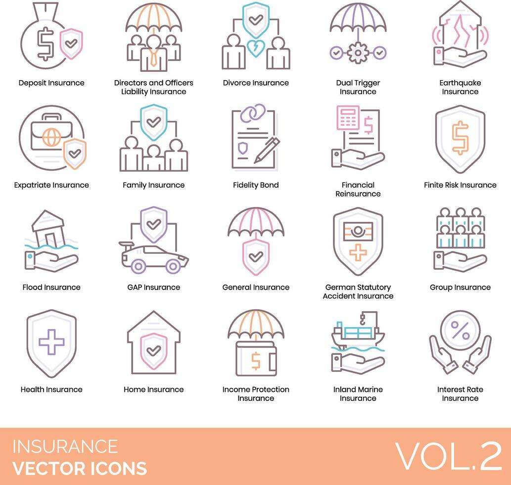 insurance icon set vector