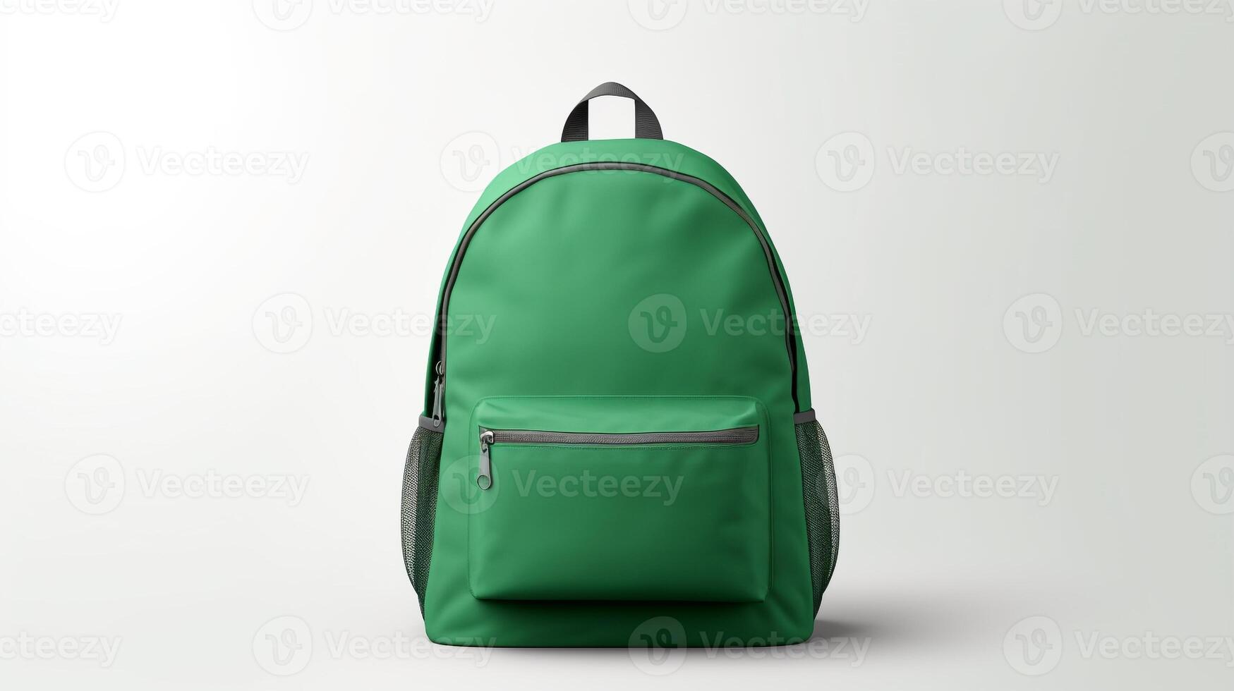 ai generado verde mochila bolso aislado en blanco antecedentes con Copiar espacio para anuncio publicitario. ai generado foto