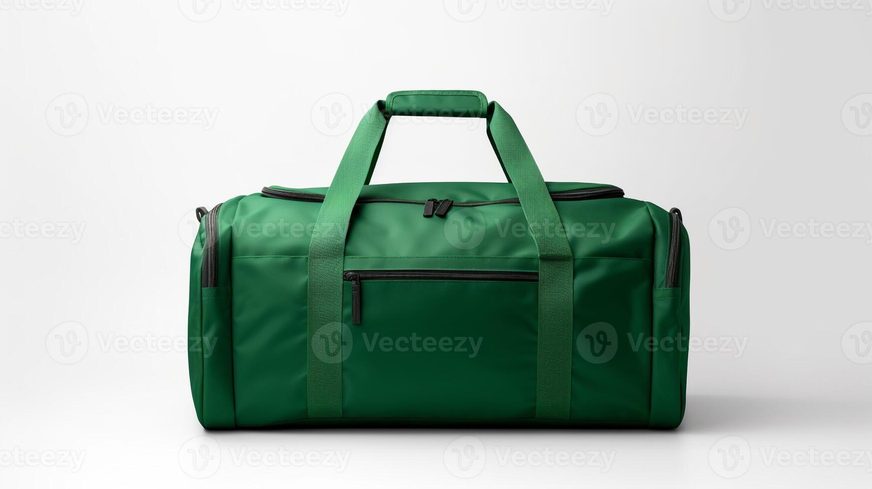 AI generated Green Duffel Bag isolated on white background with copy space for advertisement. AI Generated photo