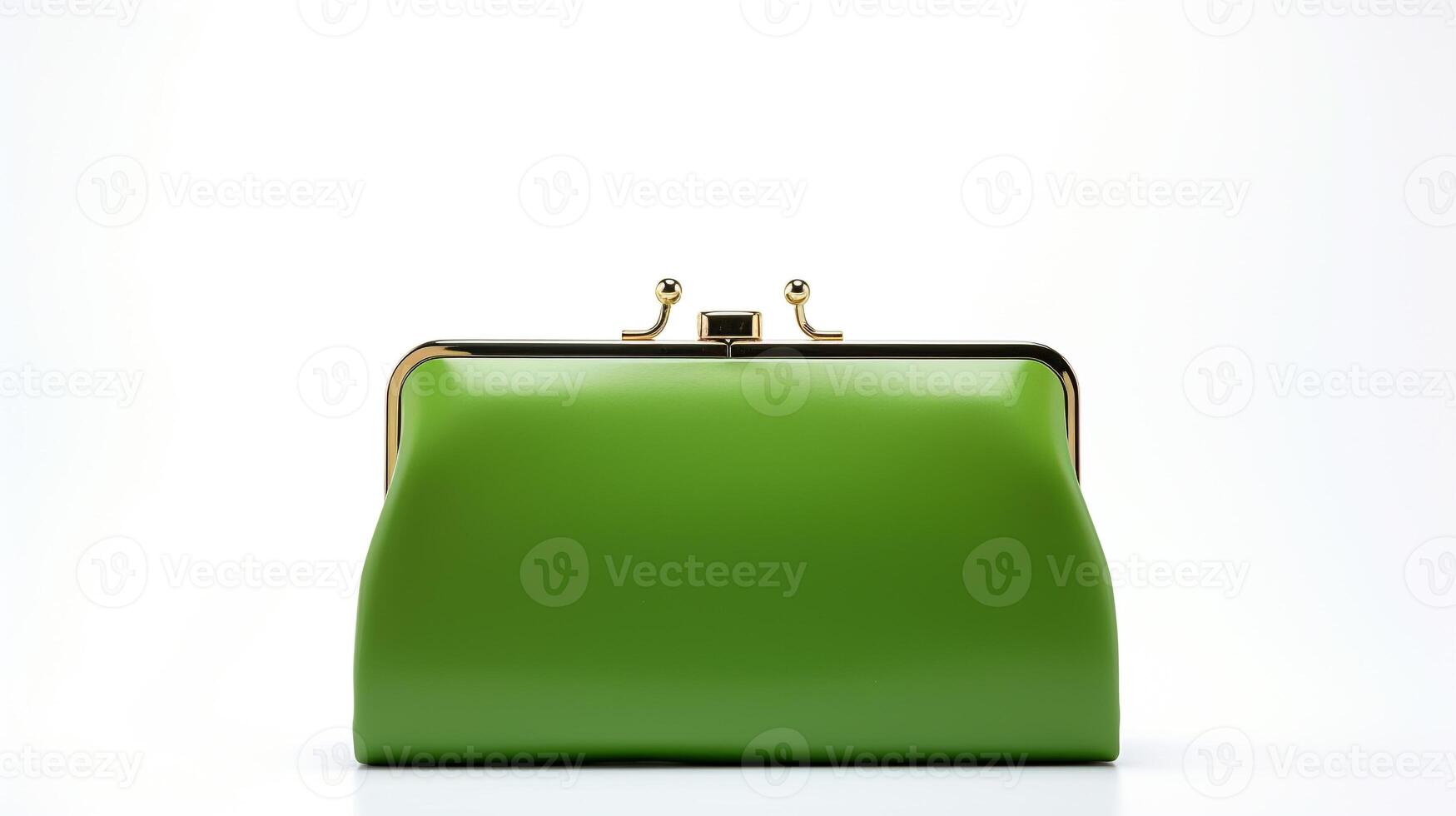 AI generated Green Minaudiere Bag isolated on white background with copy space for advertisement. AI Generated photo