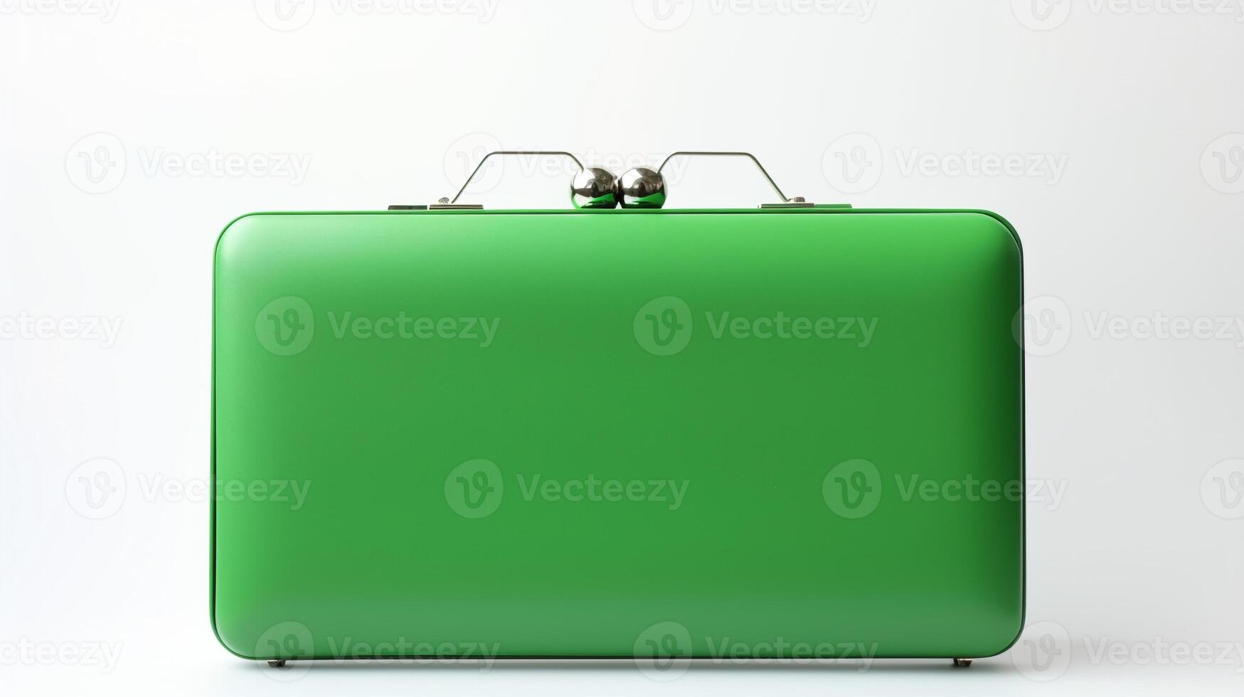 AI generated Green Hardcase Clutch Bag isolated on white background with copy space for advertisement. AI Generated photo