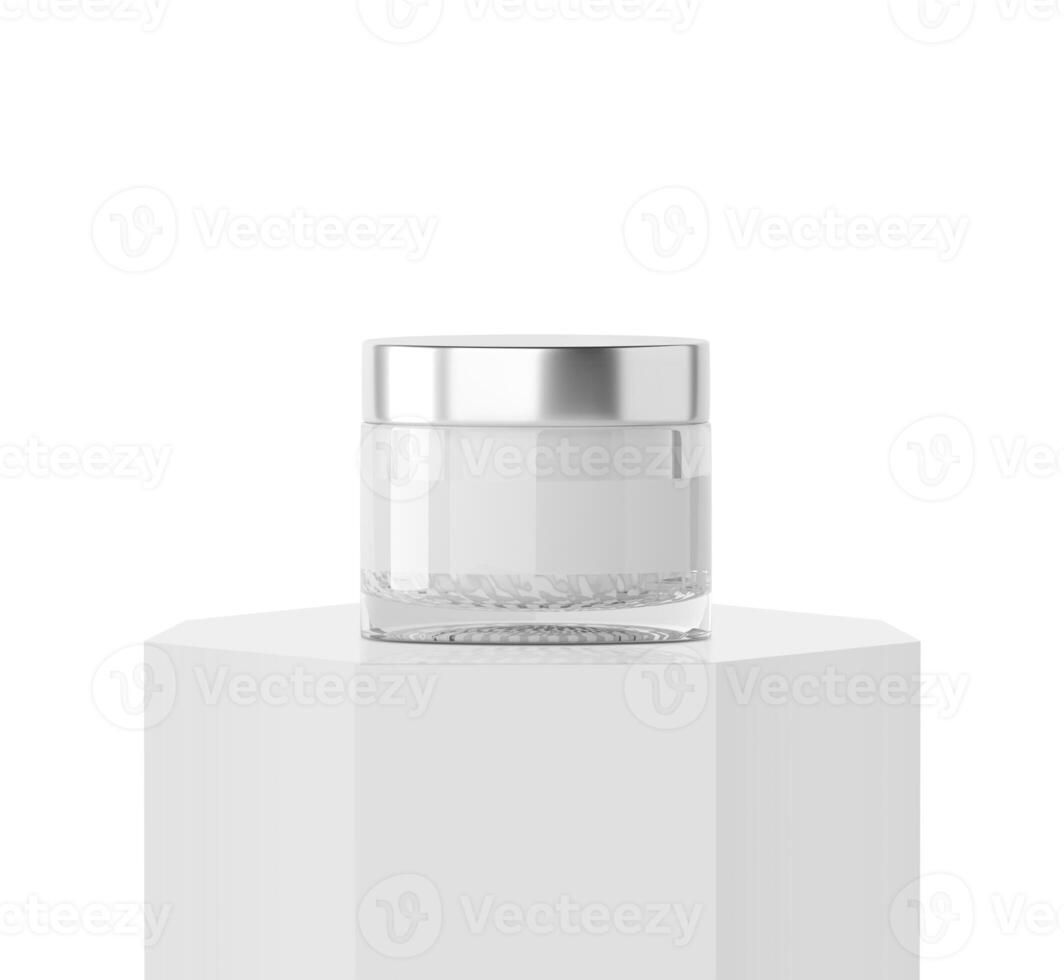 Ad skin care product on Podium octagonal pedestal photo