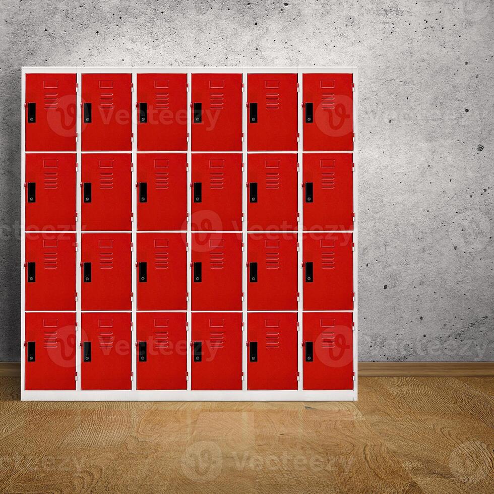 Lockers storage modern furniture in a locker room of school, office, gym or university for mailboxes or keep things photo