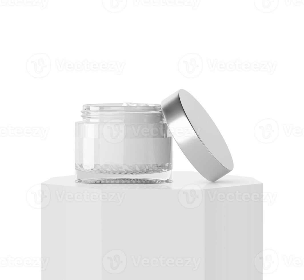 Ad skin care product on Podium octagonal pedestal photo