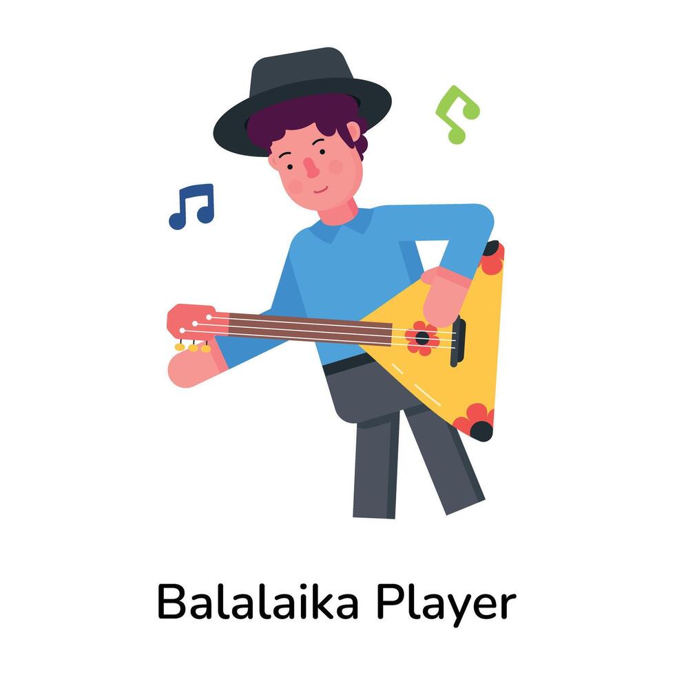 Trendy Balalaika Player vector