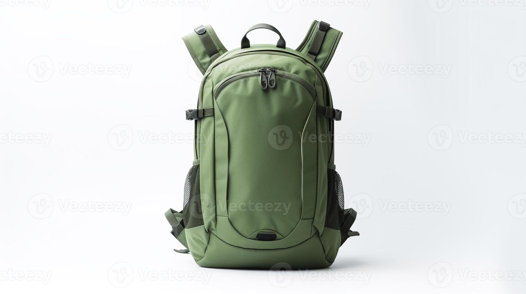 ai generado verde hidratación mochila bolso aislado en blanco antecedentes con Copiar espacio para anuncio publicitario. ai generado foto