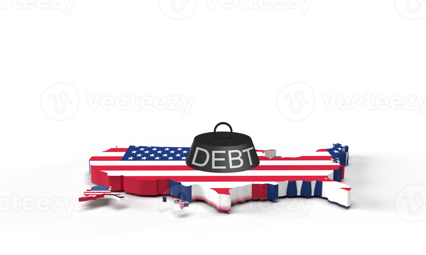 Debt object icon map usa united state america flag business money bill economy tax bankruptcy budget banking loan crisis payment credit concept document stress recession mertgage planning trouble card png