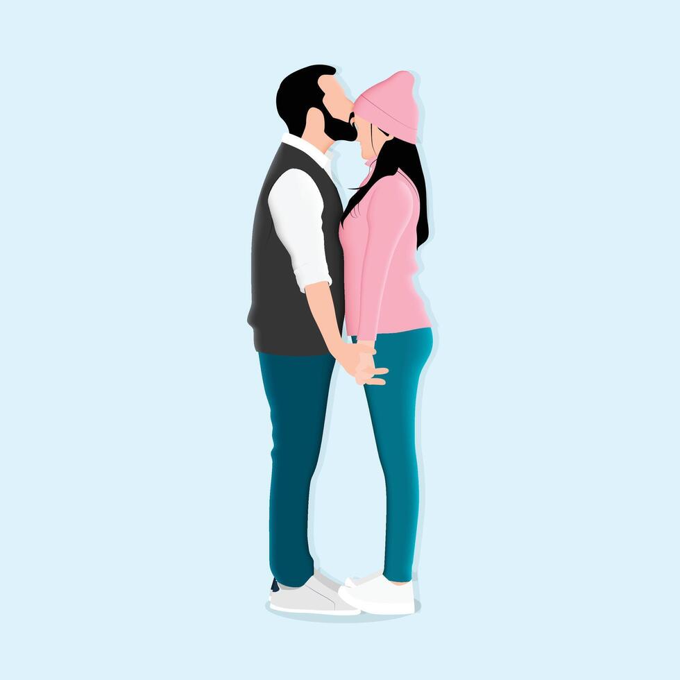 Pareja en amor ilustración en plano vector