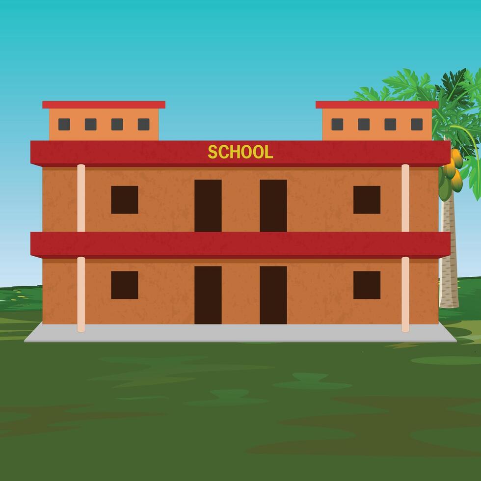 Indian village school with nature background vector