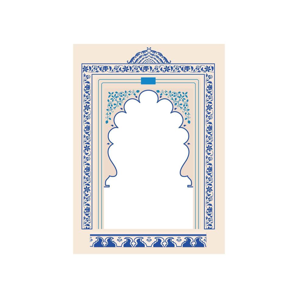 Arabic design window in blue pattern vector