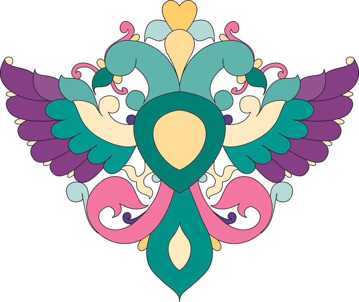 Floral and peacock ornament with an abstract design. vector