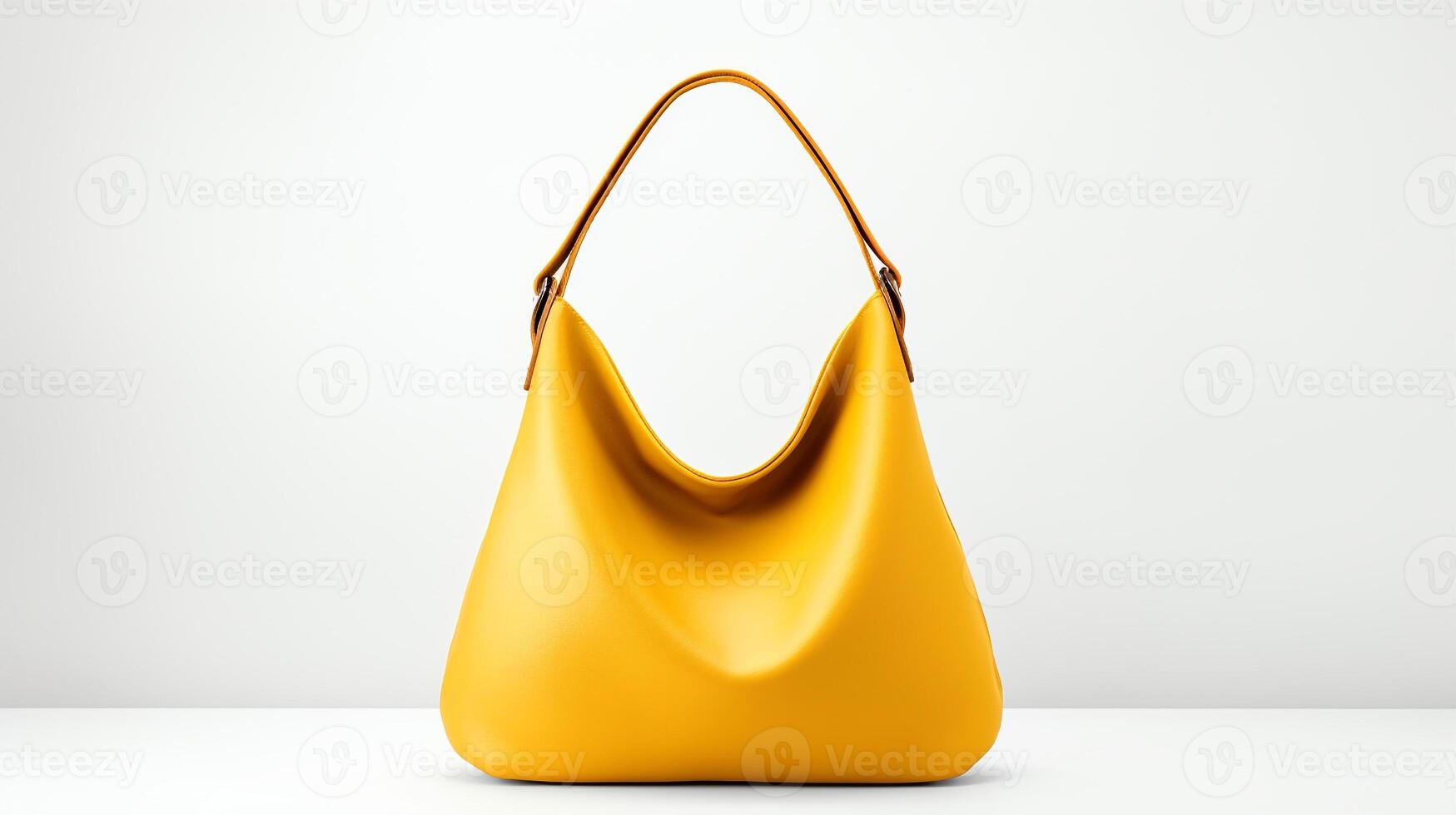 AI generated Mustard Hobo Bag isolated on white background with copy space for advertisement. AI Generated photo