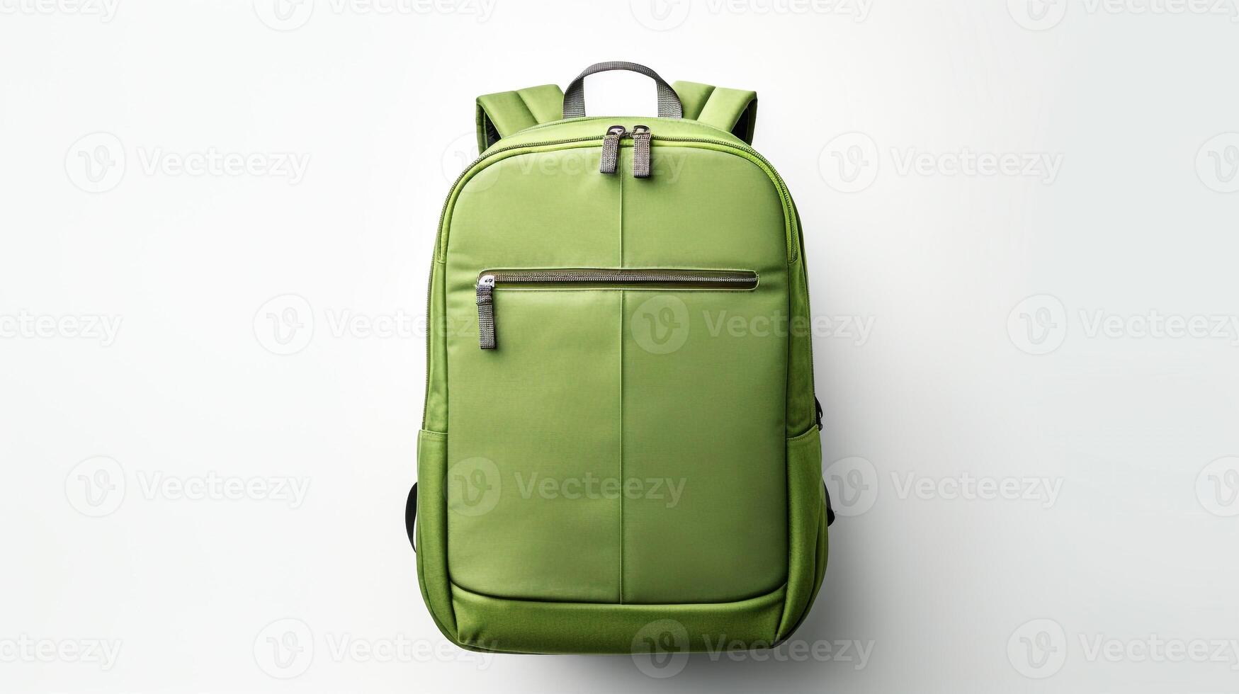 AI generated Green Travel Backpack Bag isolated on white background with copy space for advertisement. AI Generated photo